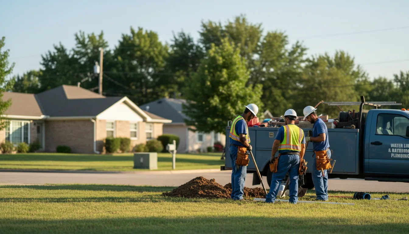 Residential water line and bathroom plumbing service in Tampa, KS